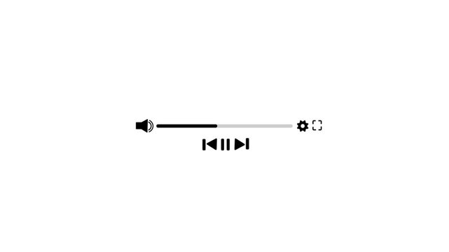 One minute music player animation on transparent background, Audio music player overlay timeline bar moving with track animation, multimedia Media player template 4K