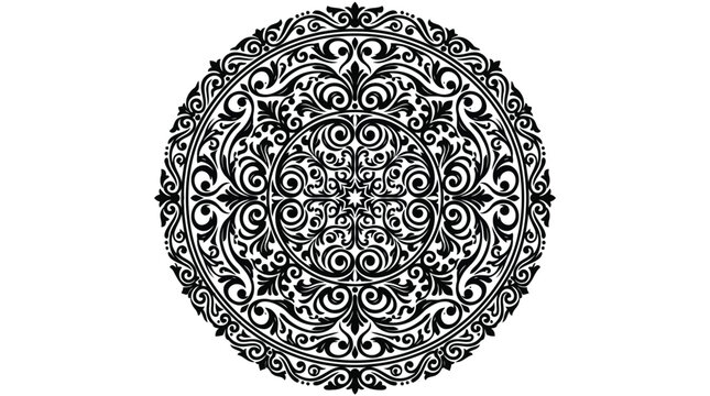 Black and white circular snowflake pattern