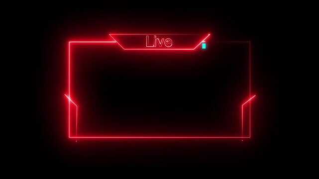 live streaming neon text frame animation box frame neon frame live streaming game live Stream overlay animation for live streaming video Titles futuristic Hud frame, 4k motion graphics video. 