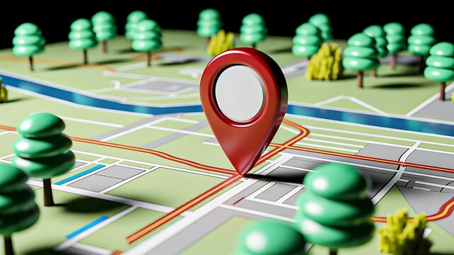 Location pin on city map representing GPS navigation and destination tracking