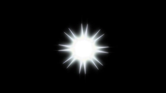 Sparkling fairy star trail animation, white cartoon doodle star twinkling, flat vector glowing light burst, magical holiday starry sky overlay motion graphics on black screen video. 4K