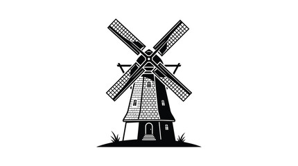 Black and white windmill on a hill © EmayetHossen