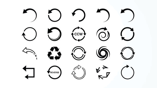 Black arrow rotation icons on white background