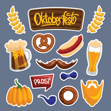 Oktoberfest celebration vector icons set