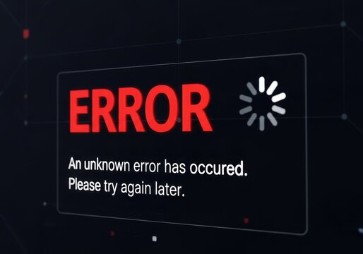 Digital error message screen with loading icon