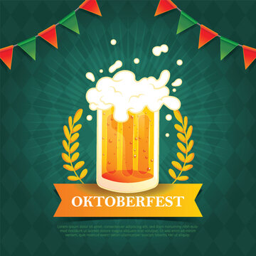 Oktoberfest beer mug with frothy overflow