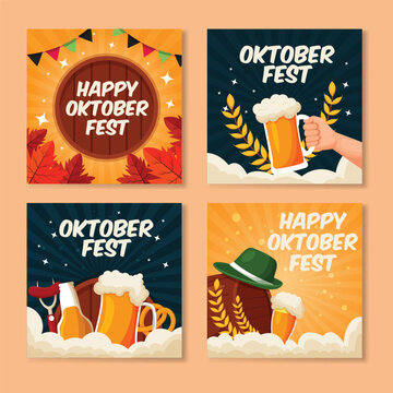 Happy Oktoberfest celebration with beer mugs and wheat
