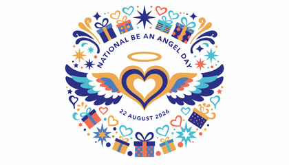 Obraz premium National be an angel day badge with heart and wings