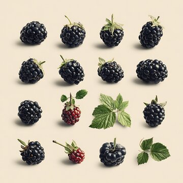  Collection of blackberry on a white background