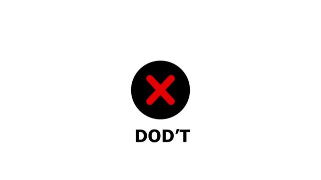 Red Cross Symbol and Text ' DOD' T' on White Background mark wrong