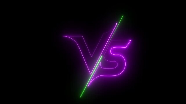 glowing neon VS versus bars icon animation on black background. Versus vs bars icon .VS versus bars icons . neon animated versus vs bars neon multiplayer co op team with smokey on black background.