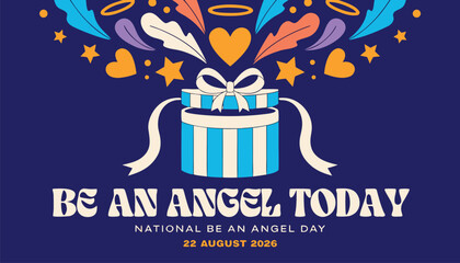 Obraz premium Blue gift box illustration celebrating national be an angel day event