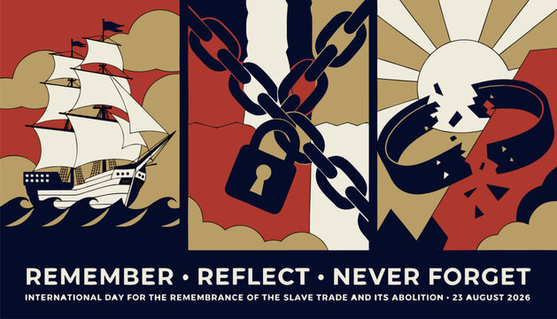 Graphic poster design for international day of slave trade remembrance