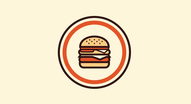 Minimalist Hamburger Icon Design Within a Circle With Orange and Brown Color Scheme