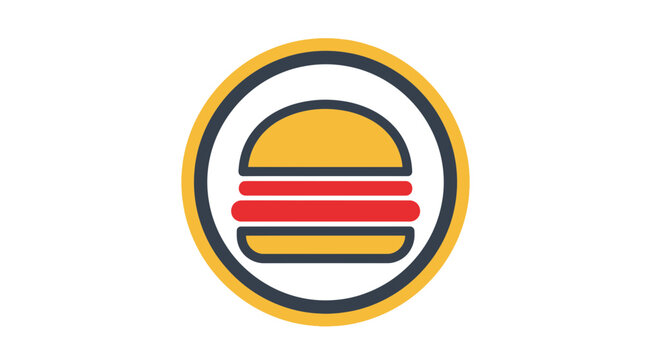 Minimalist Hamburger Icon Design in a Circular Frame for Restaurant Branding Purposes