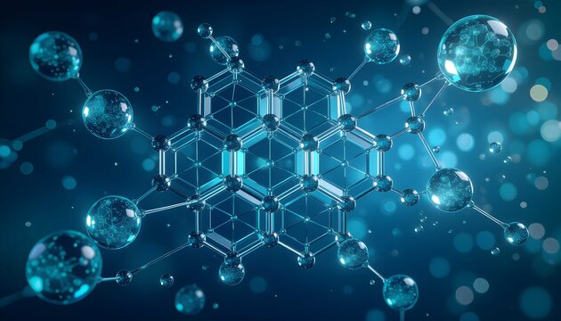 Elegant scientific 3D molecular visualization for chemistry, research, and biotechnology themes