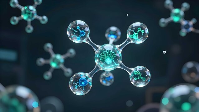 Premium quantum chemistry background featuring luminous molecular connections and biotechnology innovation