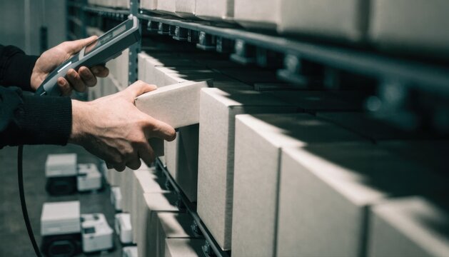 Worker inspecting electrical panel using a smartphone in an industrial or commercial setting.