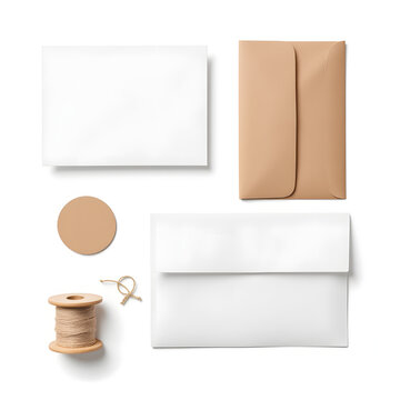 Small business branded correspondence kit with blank cards envelopes and natural twine