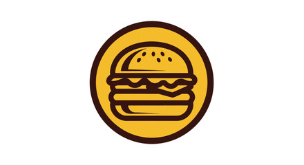 Fototapeta premium Minimalist Golden Burger Logo Design Presented Within a Circular Shape on White Background