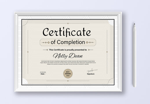 Modern Certificate Of Completion Template