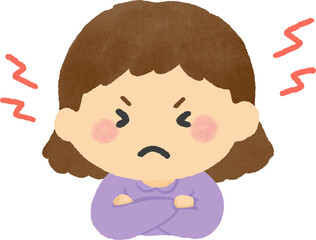 Cute Angry Girl Vector Illustration