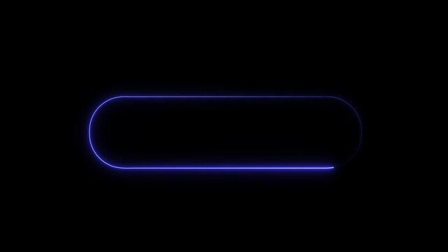 Glowing neon blue rounded rectangle loading bar animation on black background, for ui