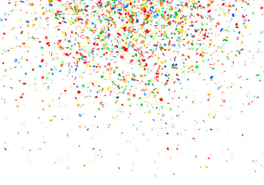 Confetti colorful . Art decoration for party, celebration, white background.