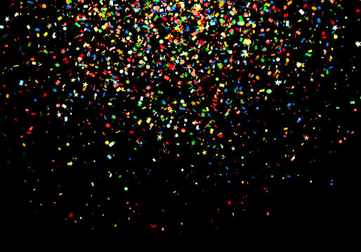Confetti colorful . Art decoration for party, celebration, black background.