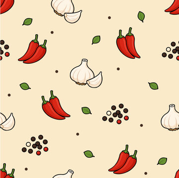 chili garlic peppercorn seamless pattern