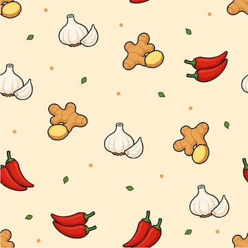 chili ginger garlic seamless pattern
