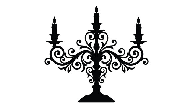 Black candelabra with three candles