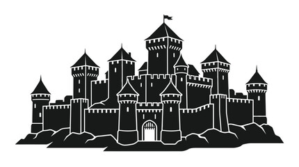 Black castle icon isolated on white © MohammadMasud