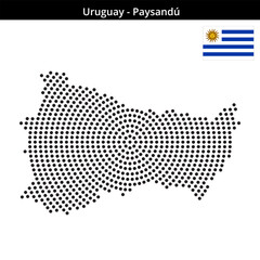 Fototapeta premium Map of Uruguay region Paysandú in concentric medium dots