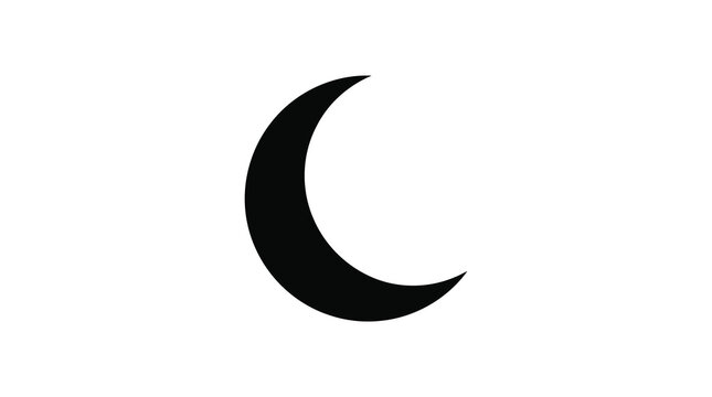 Black crescent moon symbol on white background