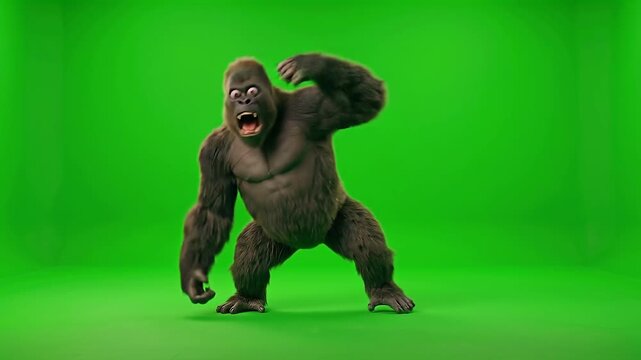 Gorilla Exaggerated Invisible Tightrope Windmill Struggle Meme Dance, Funny Balance Pantomime.