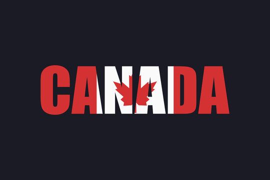 Canada word art with maple leaf replacing the letter A in red and white colors