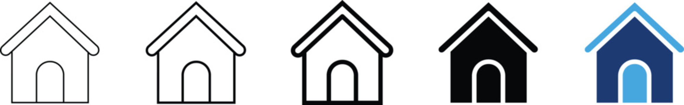 Home House Icon Set, Property Building Symbols, Real Estate Home Icons, Residential House UI Collection, Modern Home Vector Icons Isolated on White Background