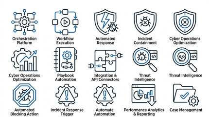Cybersecurity and Technology Icons Set for Digital Security Solutions. © Pono