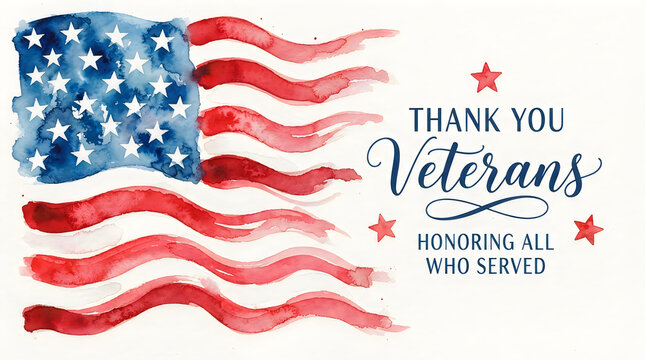 Honoring heroes watercolor american flag for veterans day a tribute to service and sacrifice
