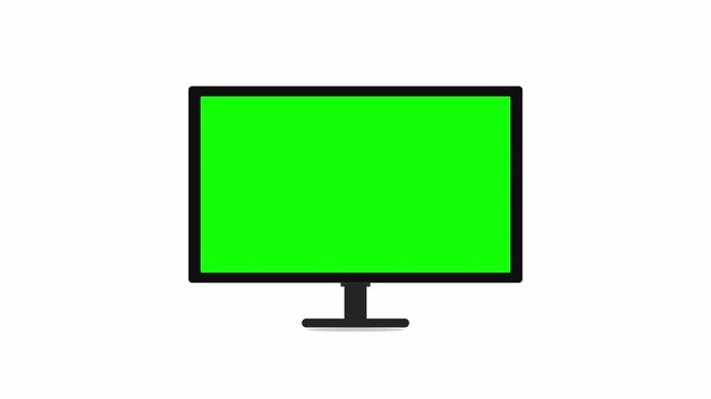 LCD screen with green screen animation, television display mockup with alpha channel, blank monitor screen transparent background for advertisement