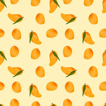 Mango illustration seamless pattern design