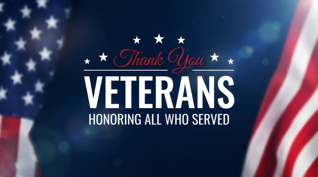 Honoring our heroes a patriotic veterans day graphic with american flag and 'thank you veterans' message