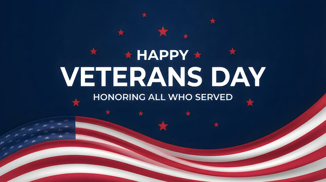 Honoring american heroes a happy veterans day graphic with us flag and stars for november 11th celebrations