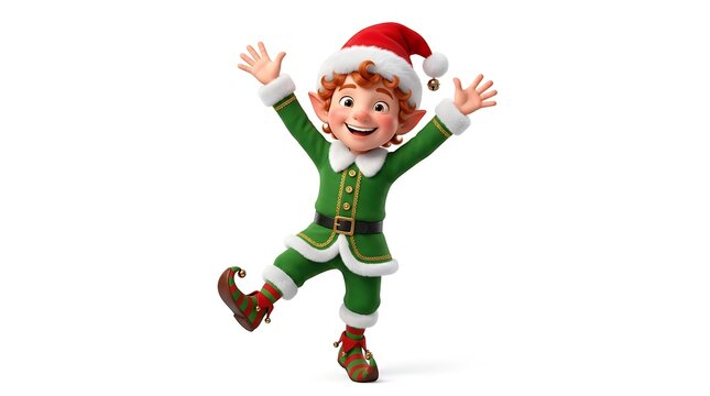 Joyful elf celebrating merry christmas festive holiday character illustration