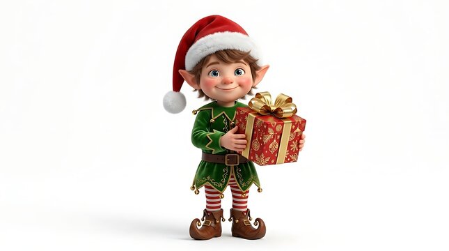 Charming christmas elf with gift spreading merry christmas cheer and holiday magic