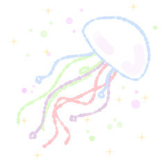 whimsical jellyfish on a transparent background  © Mughni