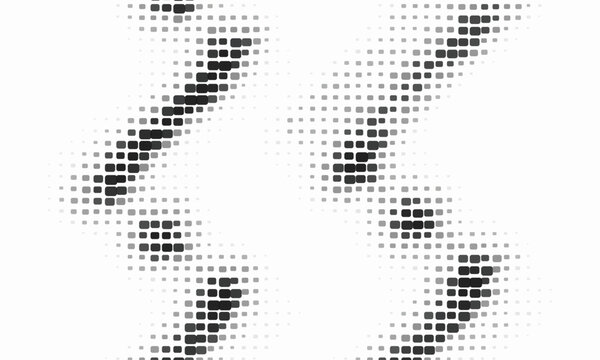 Abstract quotation marks formed with grayscale dots against a clean white background representing dialogue or citation