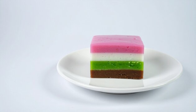 Traditional Indonesian kue lapis layered cake on a white plate