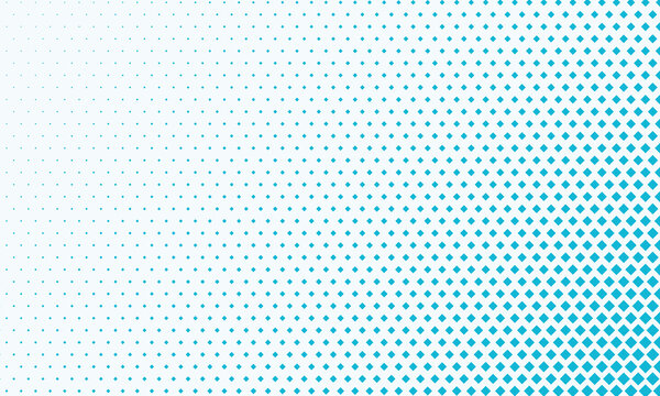 Teal diamond halftone pattern fading from dense to sparse with white background and gradient transition